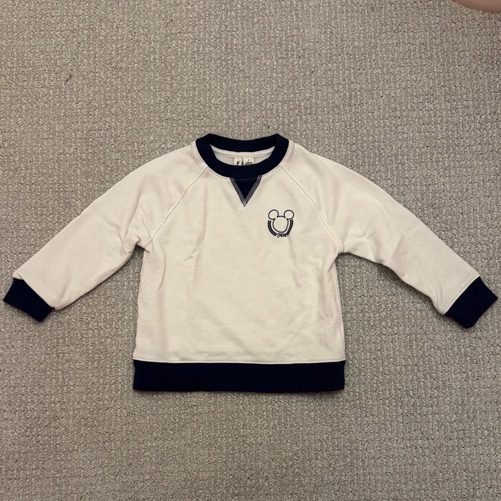 Janie and Jack Sweatshirt with Navy Trim and Embroidered Crest